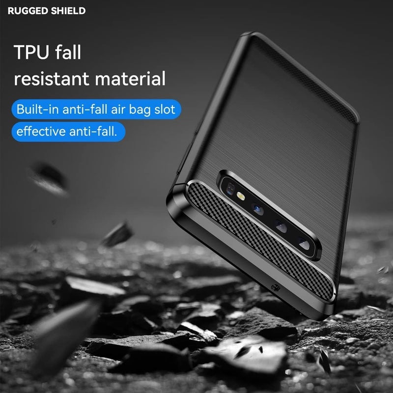 Aikcks for Samsung Galaxy S10E Phone case, Shockproof, Scratch Resistant Carbon Fiber Jacket, Soft TPU, for Galaxy S10 E case (Black,) - Image 2